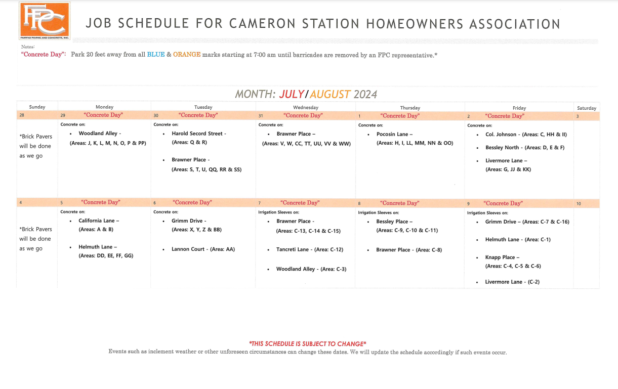 Concrete Schedule